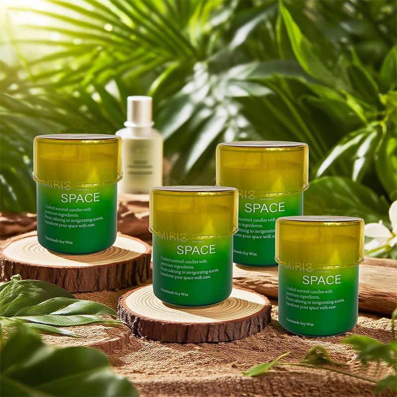 Natural Green Glass Jar Soy Wax Scented Candle – Custom Logo Available