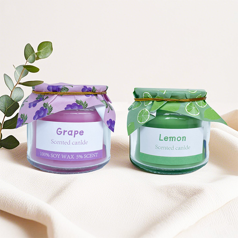 Glass Jar Fruit Scented Candle – Natural Soy Wax, Custom Logo Available