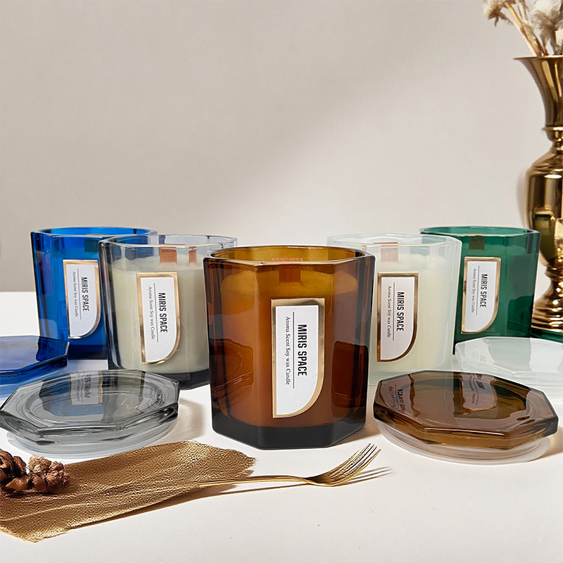 Octagonal Simple Gold Foil Label Jar Scented Candle Natural Soy Wax