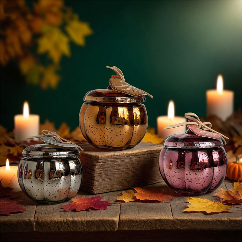 Autumn Harvest Pumpkin Shaped Scented Candle Pure Natural Soy Wax Custom Logo