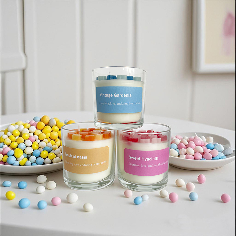 Colorful Heart Valentine'S Day Scented Candle Festive Ambiance Gift Natural Soy Wax