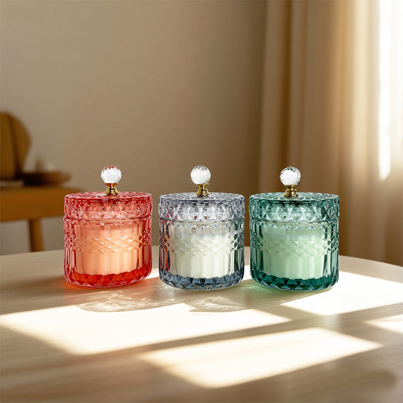 Luxurious Crystal With Lid Scented Candle Long-Lasting Fragrance Pure Natural Soy Wax
