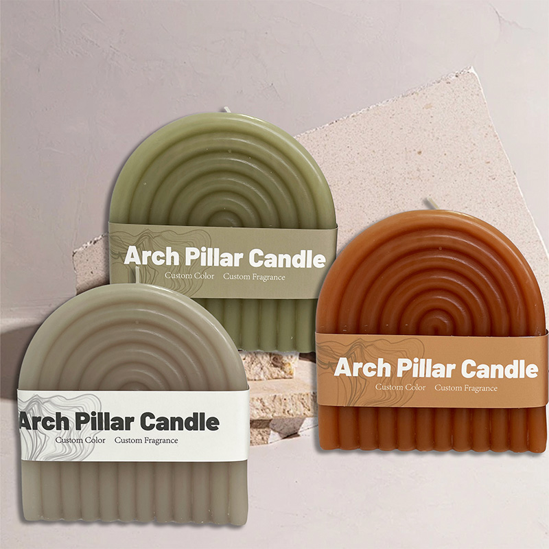 Arch Vertical Stripe Pillar Scented Candle Soy Wax Custom Logo