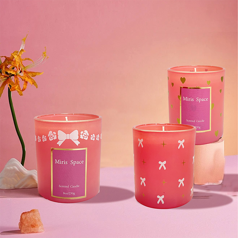 Pink Gold Foil Label Printed Flower Scented Candle Mother'S Day Gift Natural Soy Wax