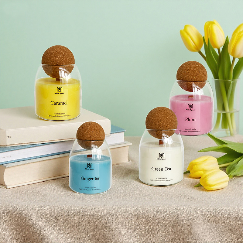 Fresh Simple Round Cork Scented Candle Custom Private LOGO