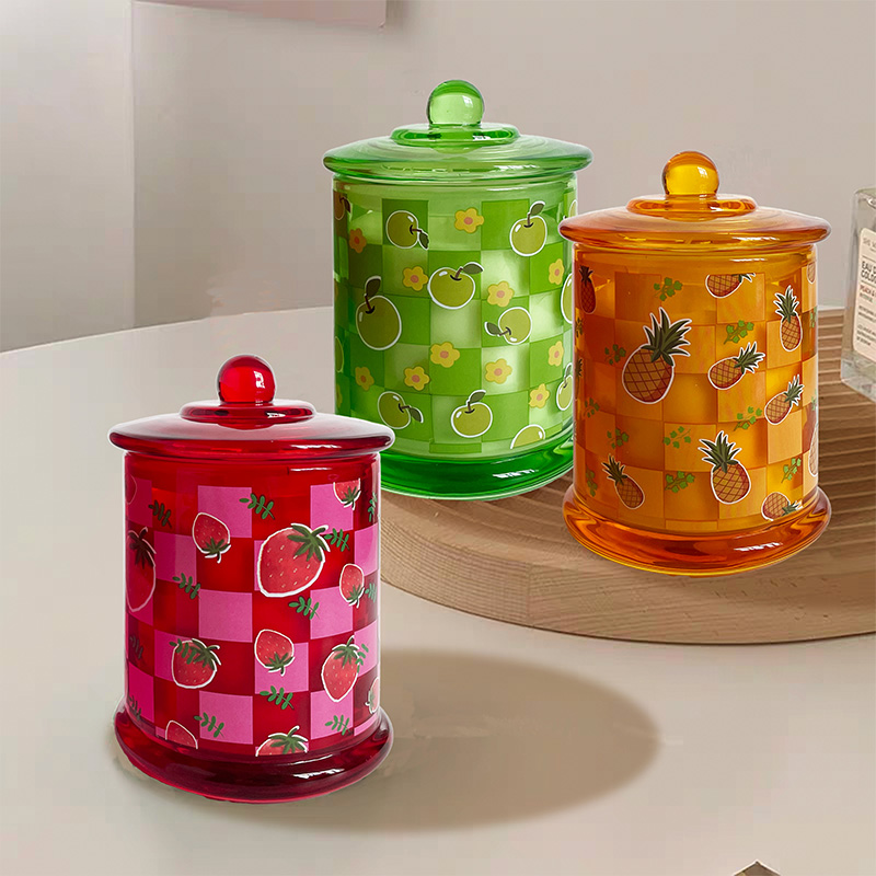 Fruit Tea Canister Scented Candle Gift Long-Lasting Fragrance Cotton Wick Soy Wax