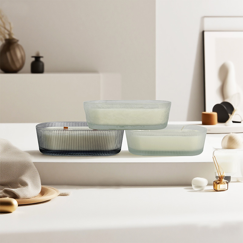 Boat-Shaped Vertical Stripe Simple Scented Candle Pure Natural Soy Wax