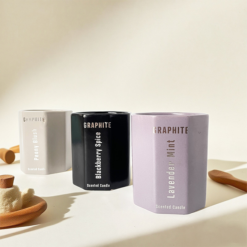 Polygonal Silver Foil Print Jar Scented Candle Custom Logo Soy Wax