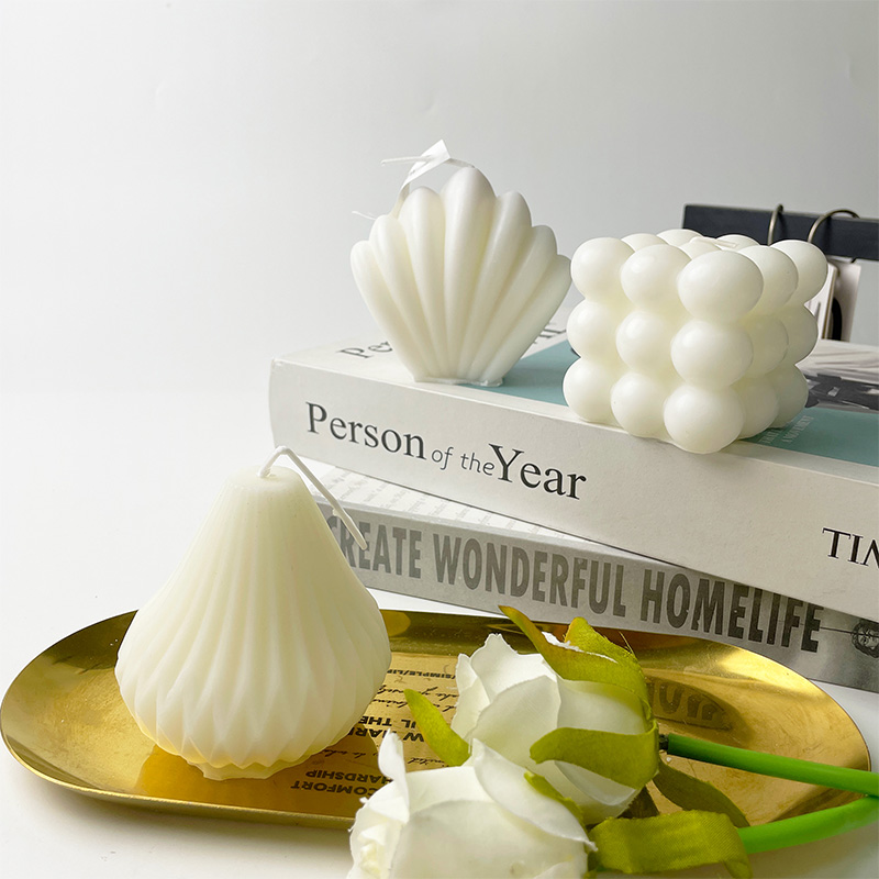 White Shell Multi-Shape Pillar Scented Candle Natural Soy Wax