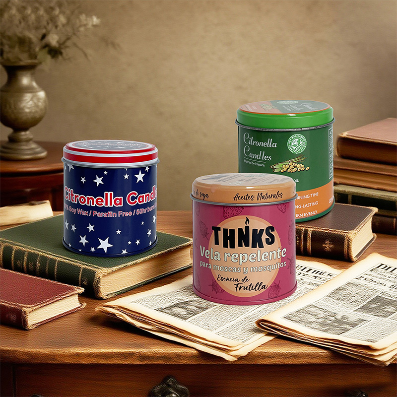 American Retro Tin Scented Candle Cotton Wick Custom Logo Natural Soy Wax