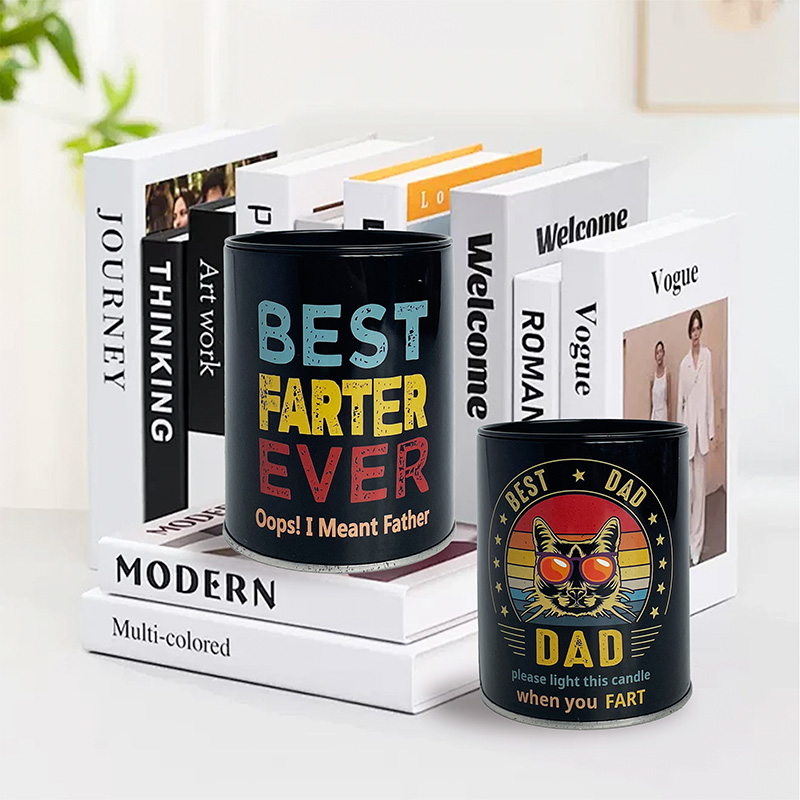 Black Retro Print Tin Scented Candle Soy Wax