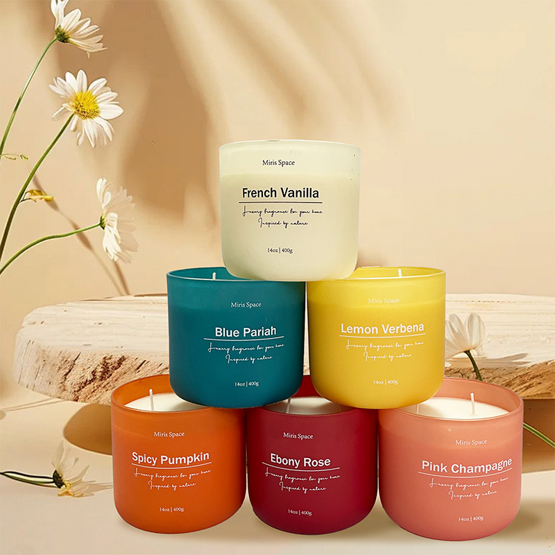 Colored Printed Glass Cup Scented Candle Customizable Soy Wax