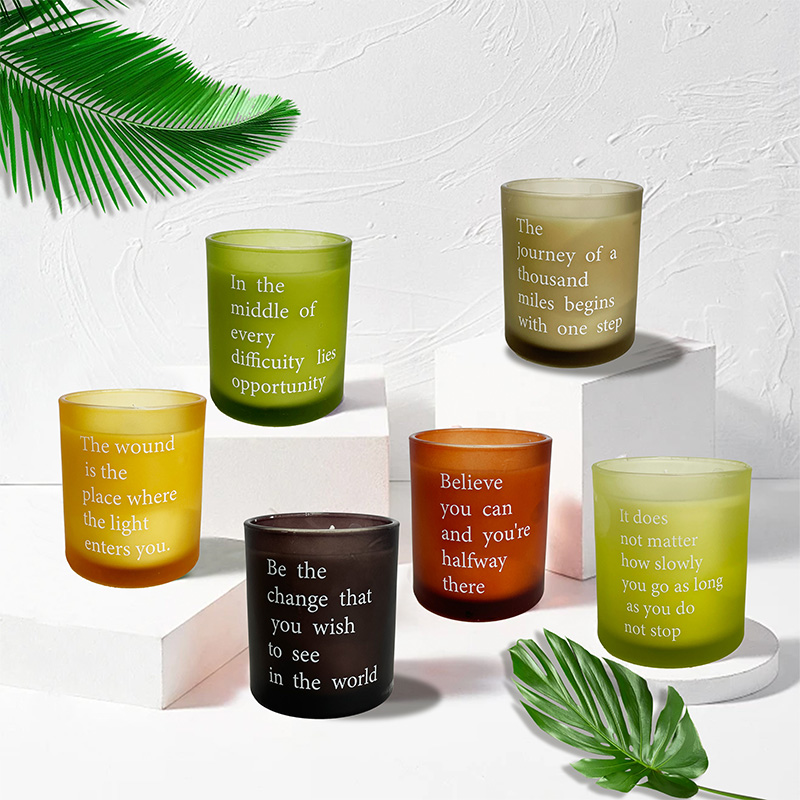 Colored Frosted English Print Scented Candle Customizable Natural Soy Wax