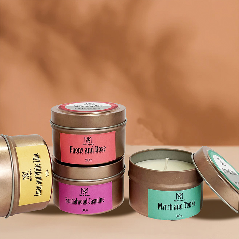 Colorful Label Custom Logo Silver Tin Scented Candle